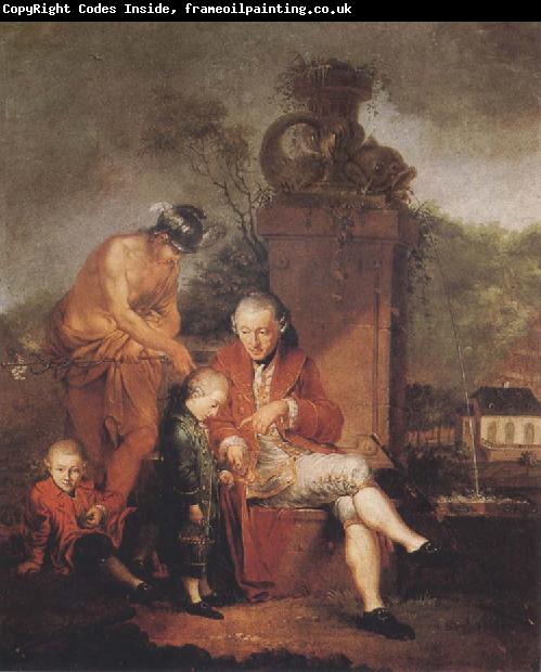 Januarius Zick Gottfried Peter de Requile with his two sons and Mercury